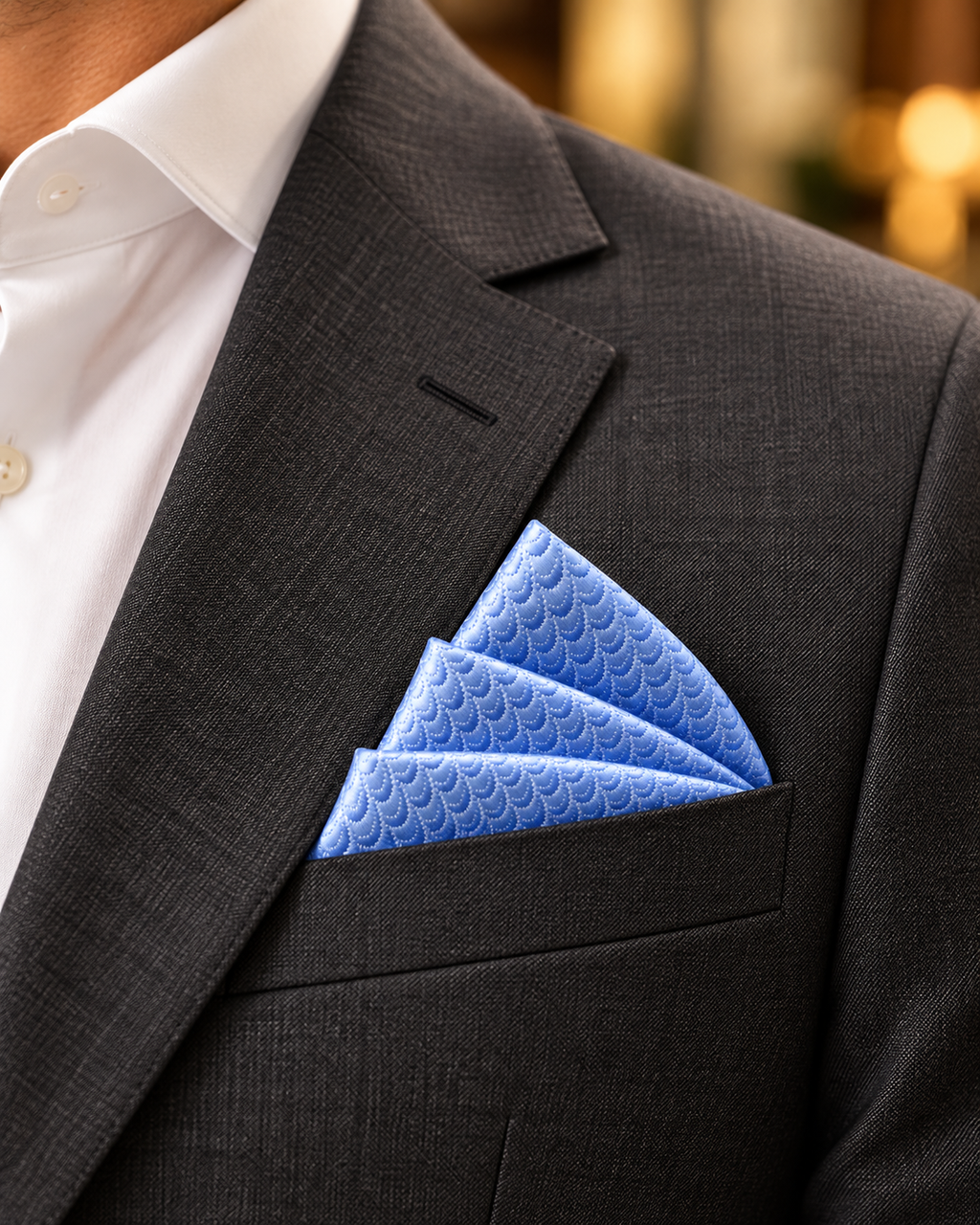 Sky Blue Patterned Pocket Square