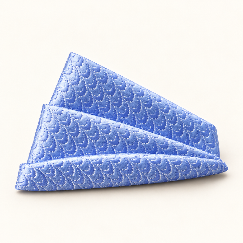 Sky Blue Patterned Pocket Square
