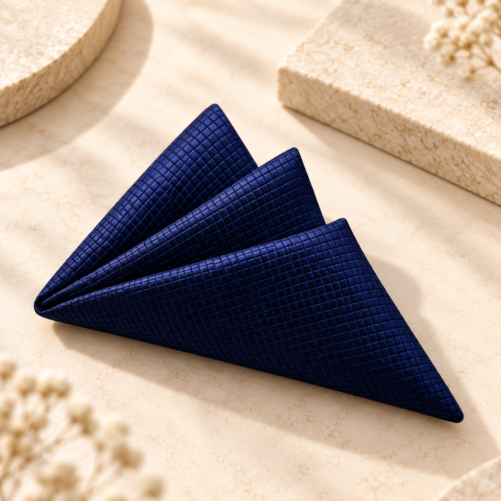 Navy Textured Pocket Square