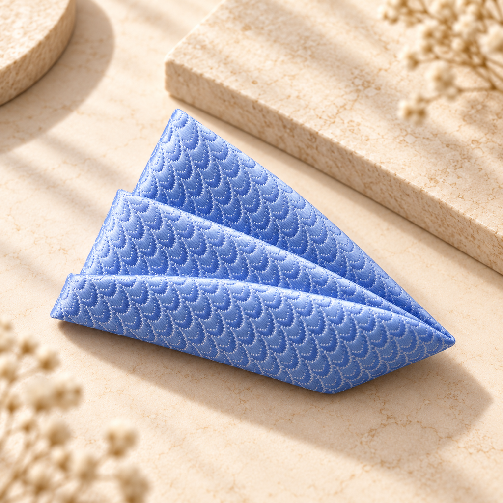 Sky Blue Patterned Pocket Square