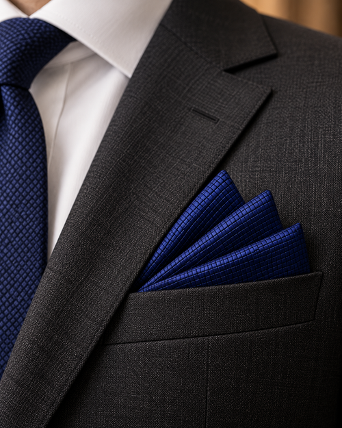 Navy Textured Pocket Square
